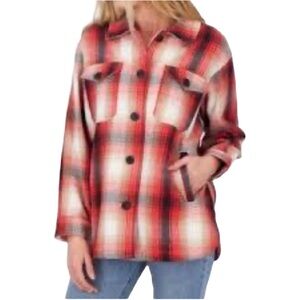 Lucky Brand Red Cream Plain Barn Jacket Shacket Fall‎ Cotton Jacket